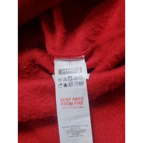Playboy x Missguided Sweatshirt Size 6 Red Fleece Oversized Embroidered 1/4 Zip - Picture 11 of 16